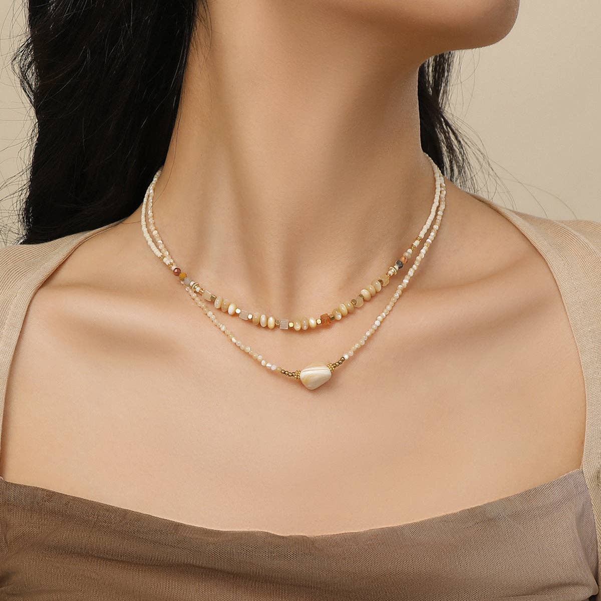 Bohemian Shell Colorful Beaded Choker Necklace