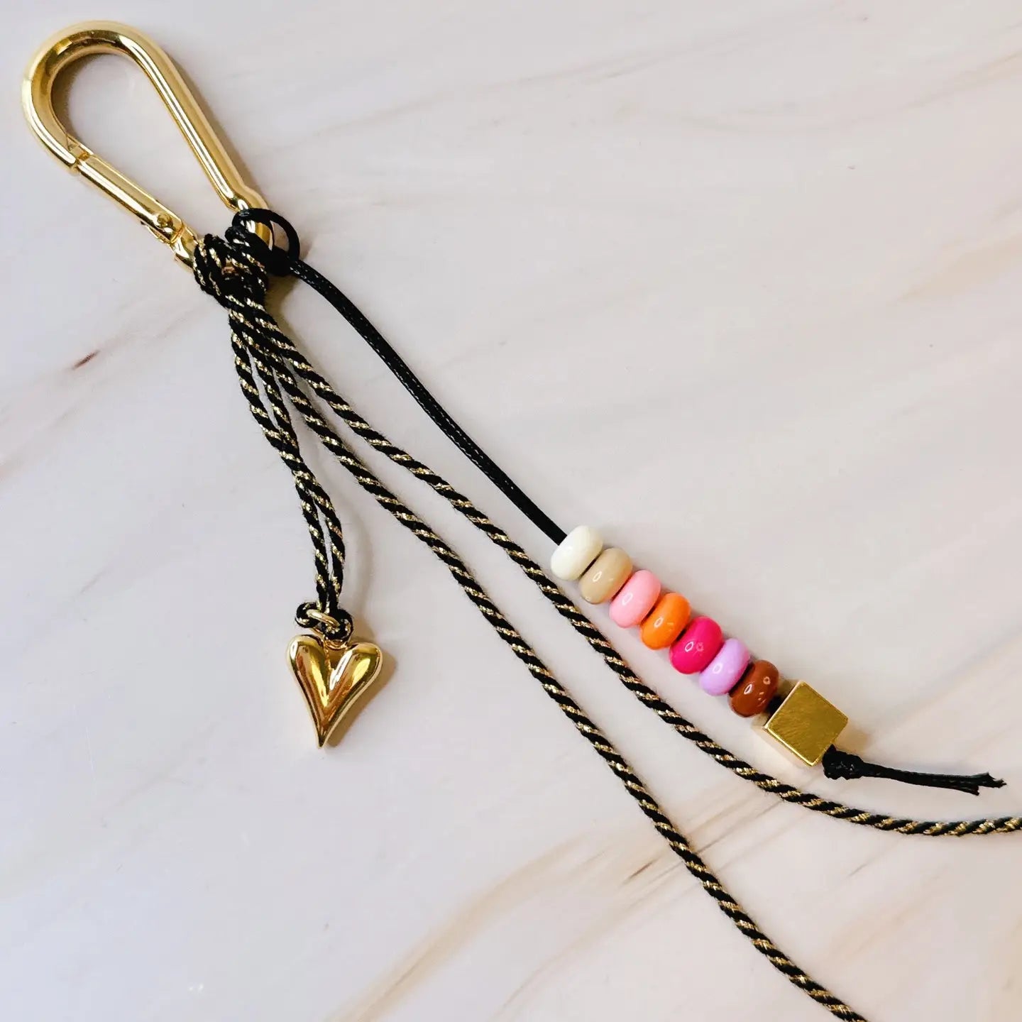 Heart & Bead Bag Charm