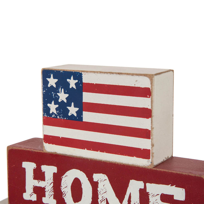8.5"L Home Of The Free Because Of The Brave Sign Wooden Patriotic Decorative Table Decor
