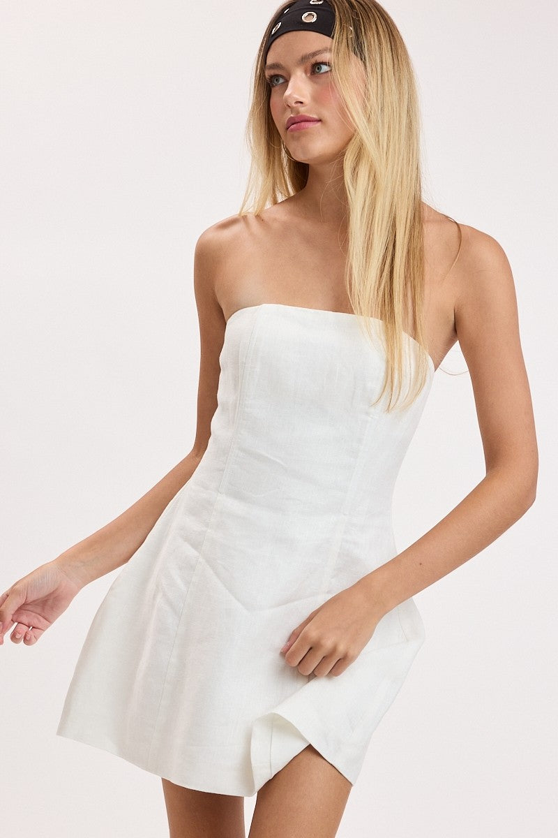 Linen Tube Mini Dress