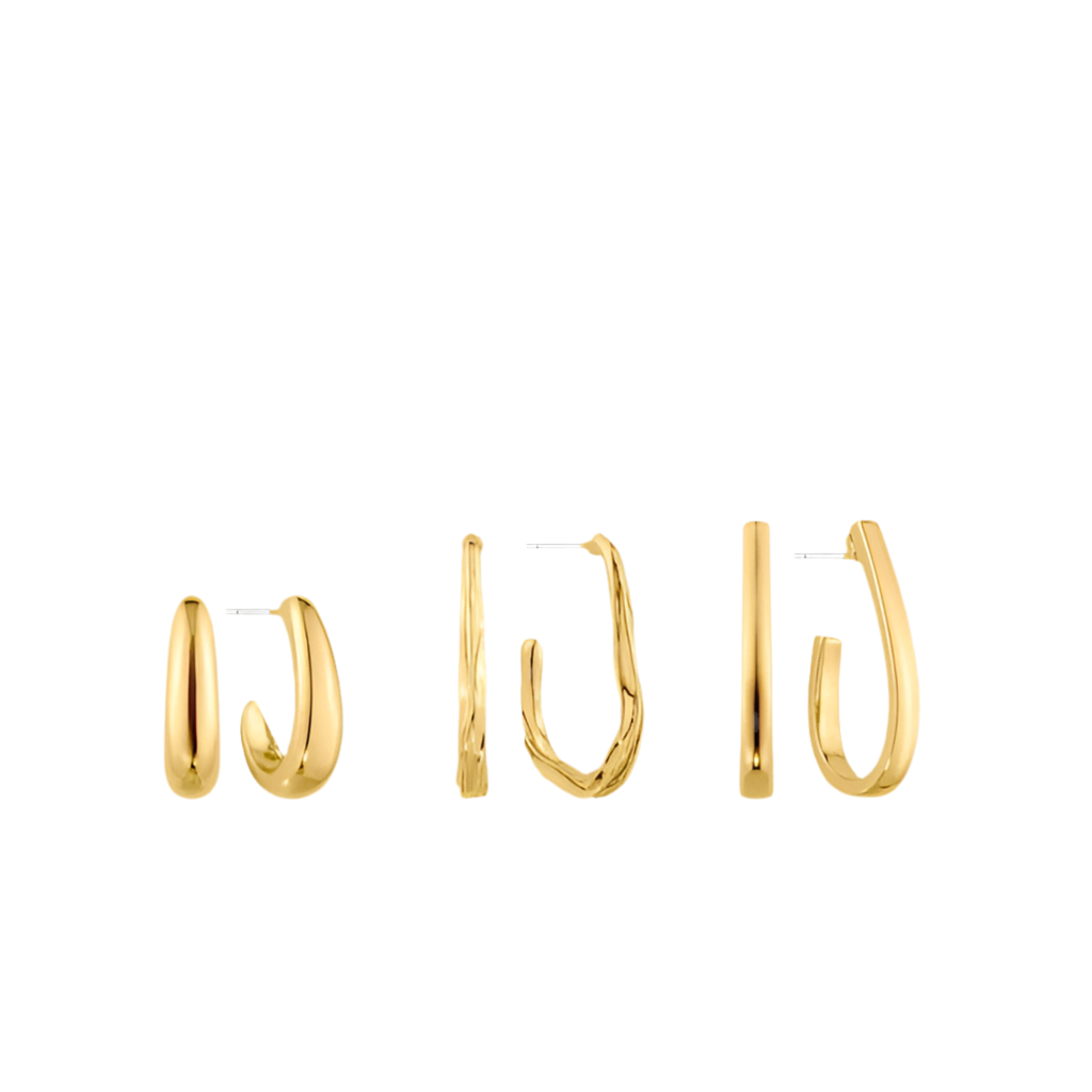 Set of 3 Teardrop Hoop Earring