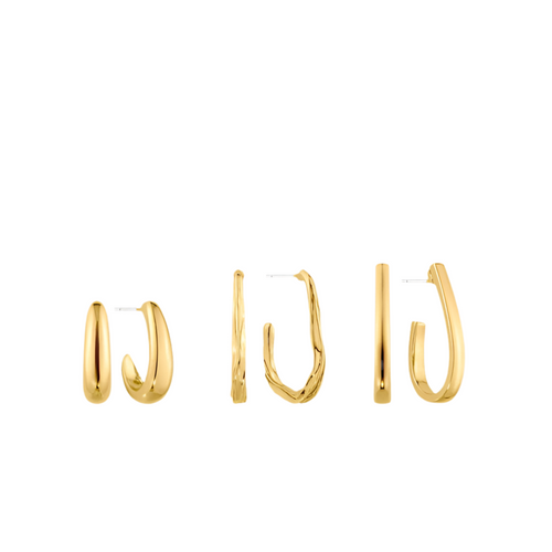 Set of 3 Teardrop Hoop Earring