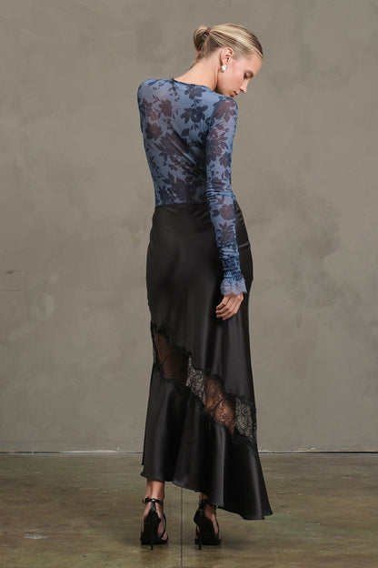 Satin Bias Lace Panell Skirt