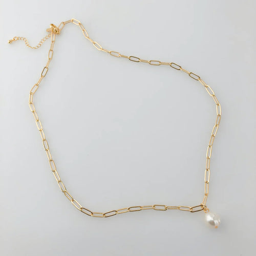 Paperclip Pearl Necklace