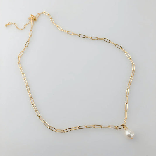 Paperclip Pearl Necklace