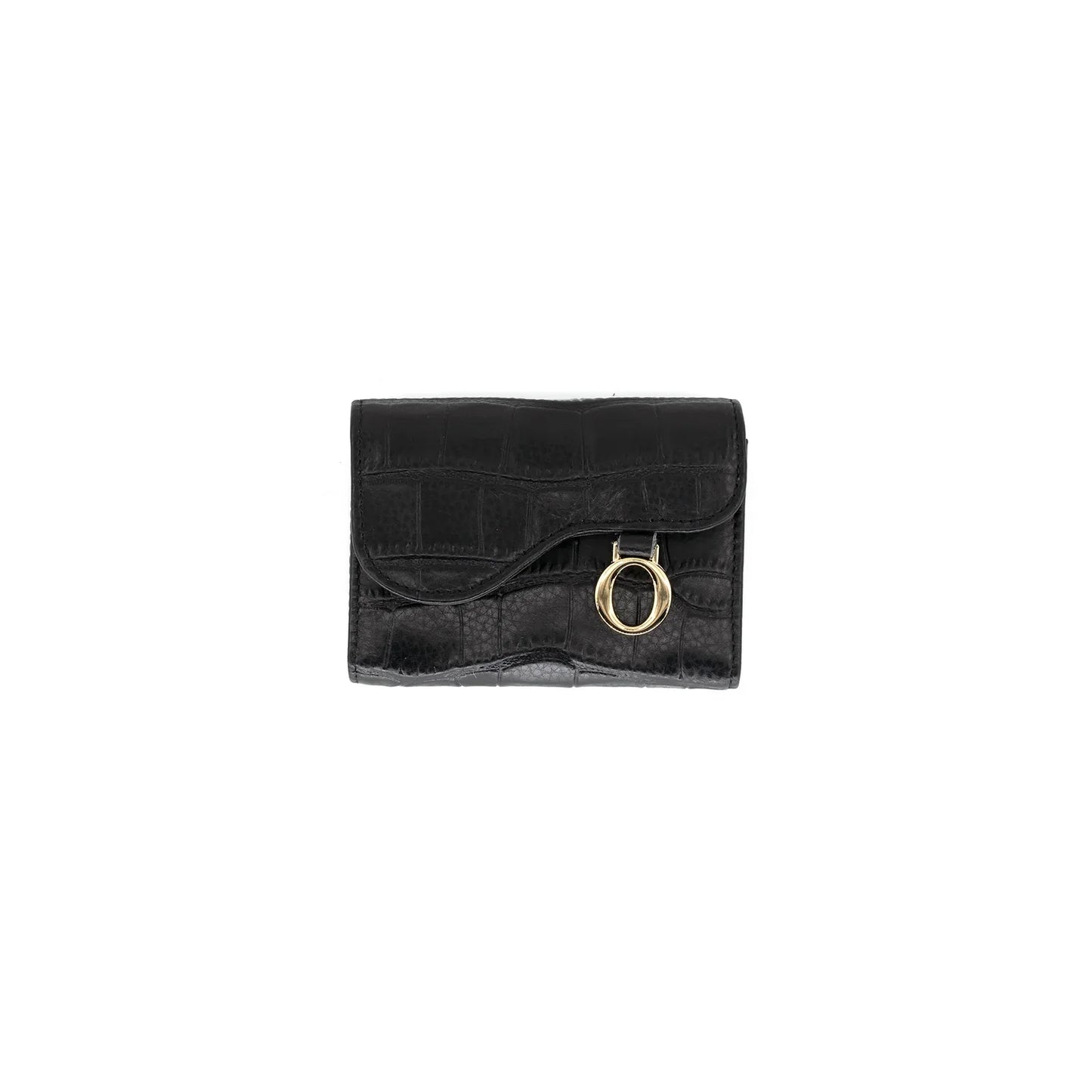 Gold Hardware Faux Croc Wallet