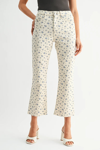 High Rise Tonal Crop Flare Jean