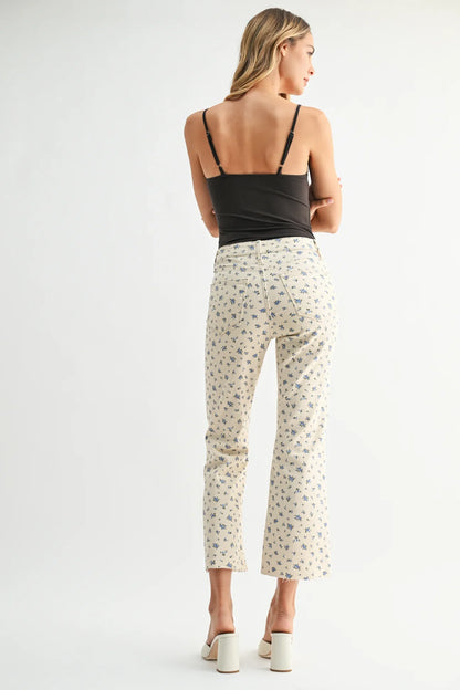 High Rise Tonal Crop Flare Jean