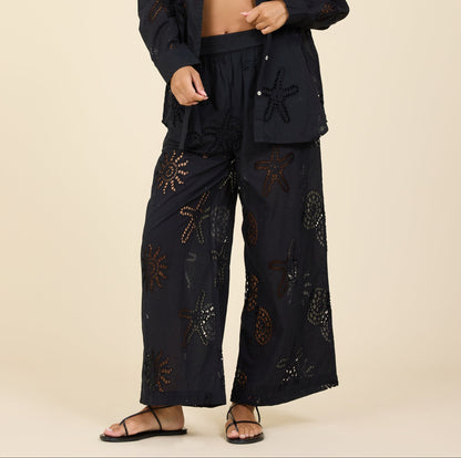 Ocean Eyelet Wide Leg Pant