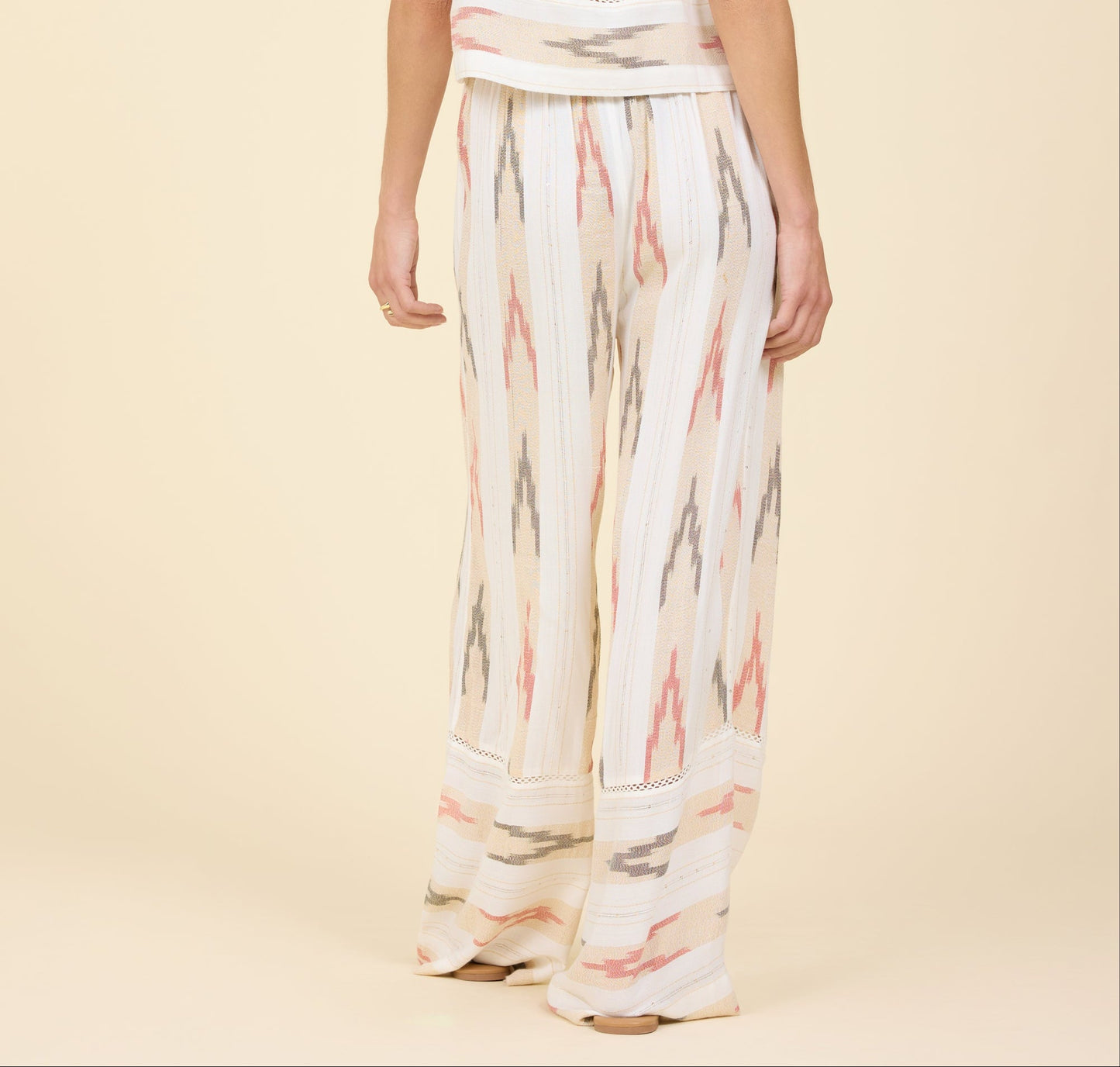 Aztec Stripe Lurex Tie Front Top