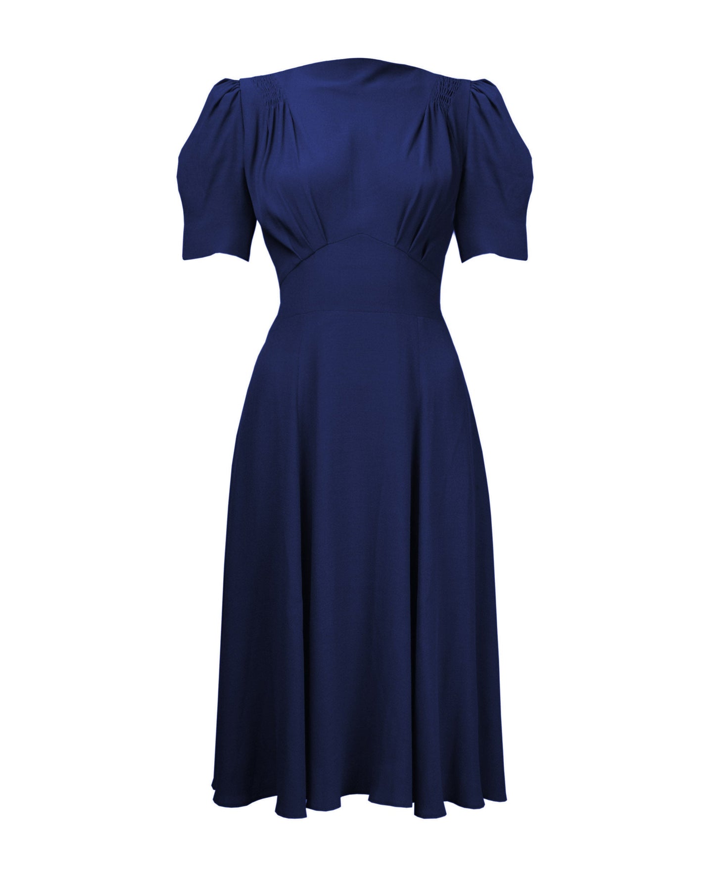 1940s 'Girl Friday' Tea Dress - Navy