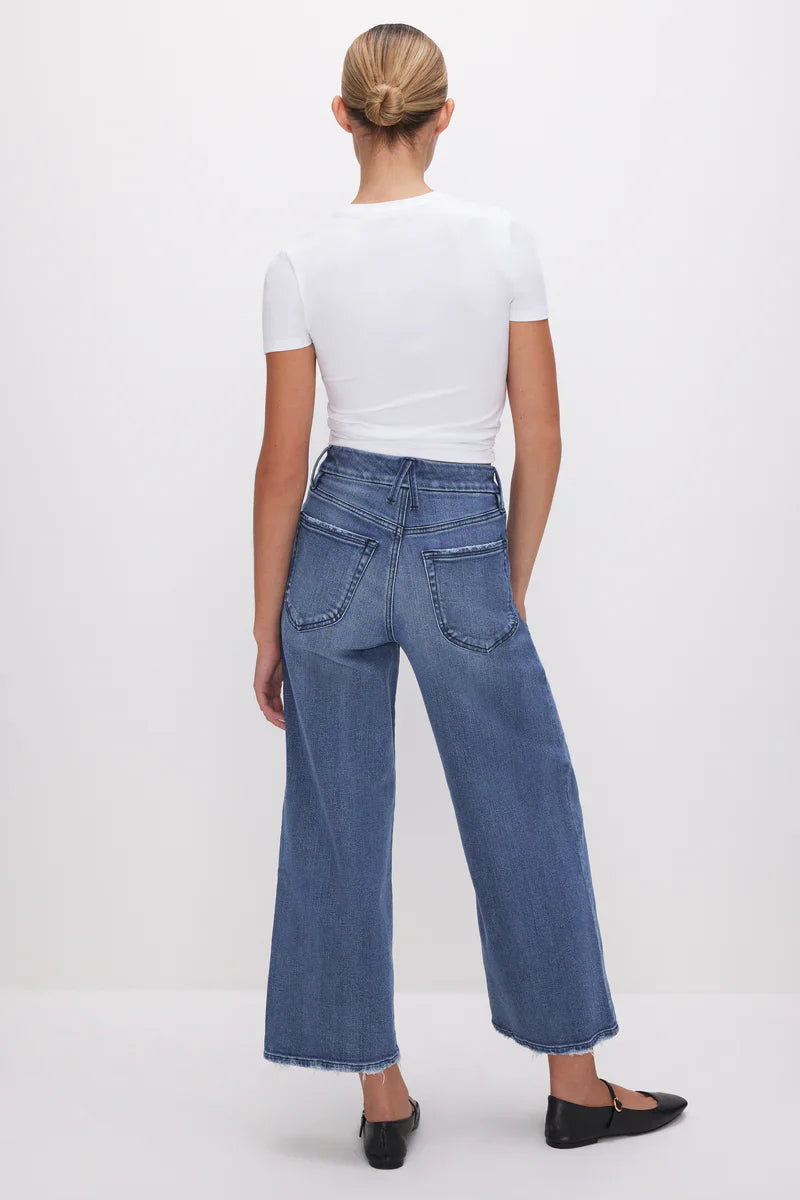 Good American Good Waist Cropped Palazzo Jeans