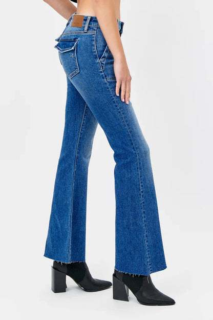 Hidden Happi Flare Patch Pocket Jeans