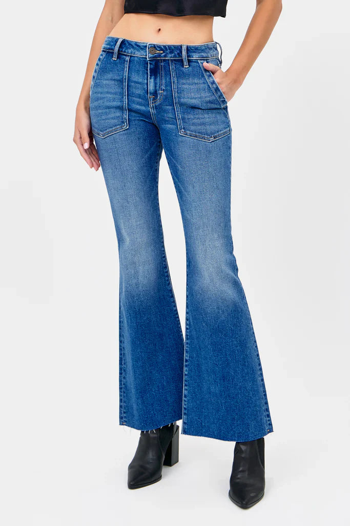 Hidden Happi Flare Patch Pocket Jeans