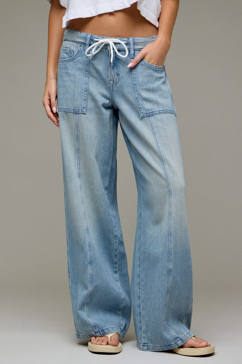 Hidden Super Soft Drawstring Mid Rise Wide Leg