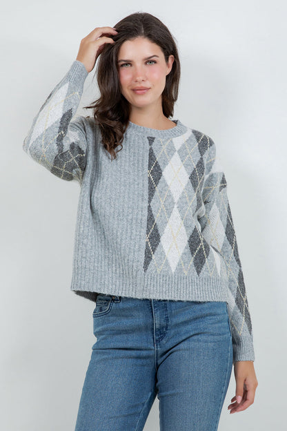 Argyle Knit Pullover