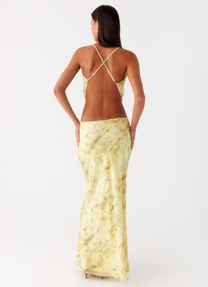 Kylo Low Rise Maxi Skirt - Yellow Tie Dye