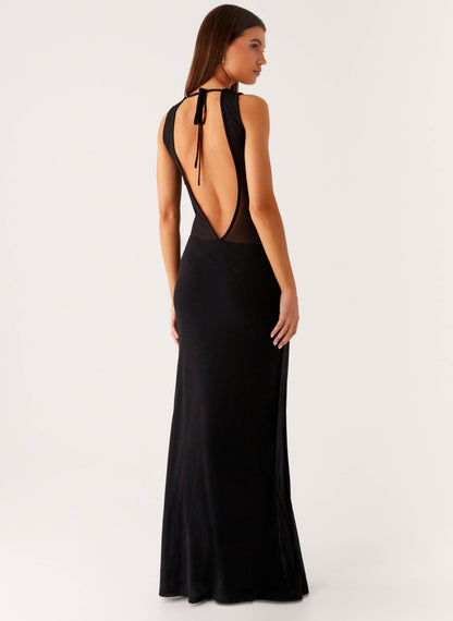 Lyria Mesh Maxi Dress - Black