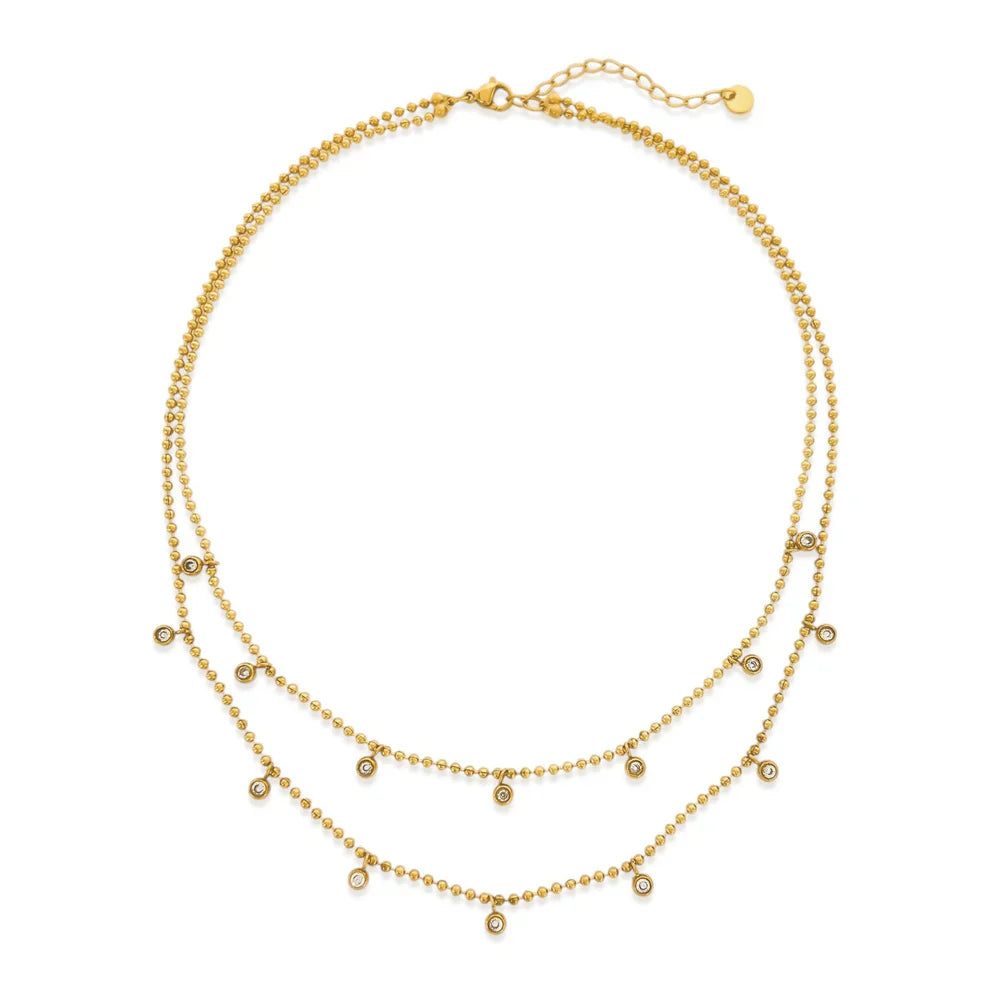 Ball Chain Necklace w/ Crystal Accents