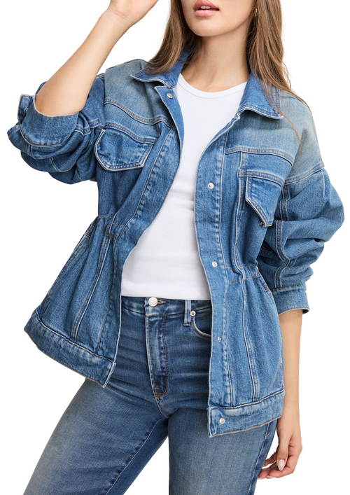 Good American Barrel Sleeve Denim Jacket