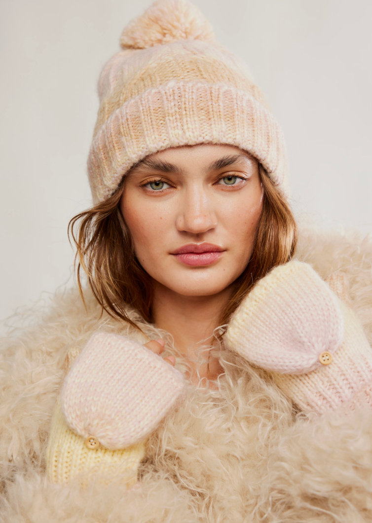 Free People Rainbow Run Hat Glove Set