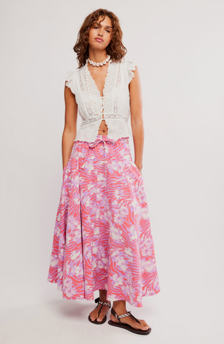 Free People Zephyr Bustle Print Maxi Skirt