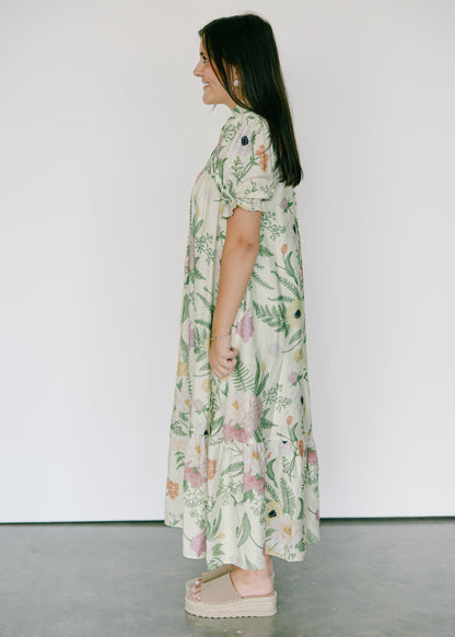 Eden Bloom Button Front Midi Dress