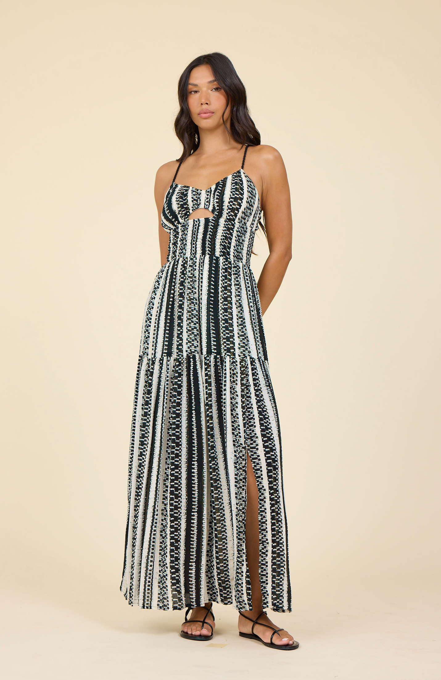 Geometric Stripe Lurex Maxi Dress