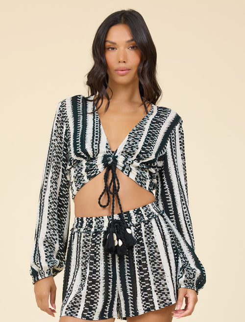 Geometric Stripe Long Sleve Top