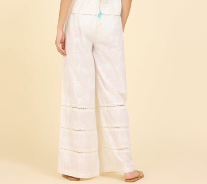 Eyelet Wide Leg Pant