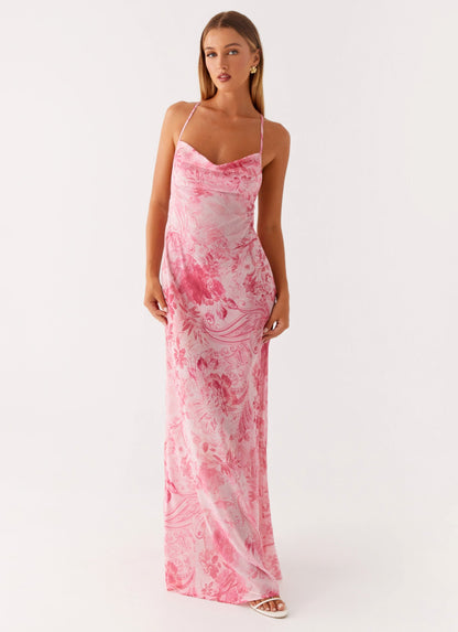 Tara Maxi Dress - Pink Print