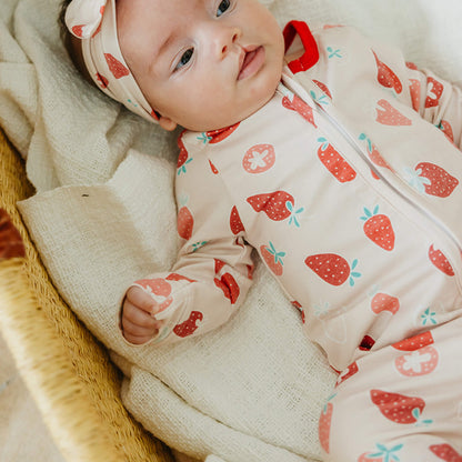 Zip-Up Footie Pajama - Strawberry