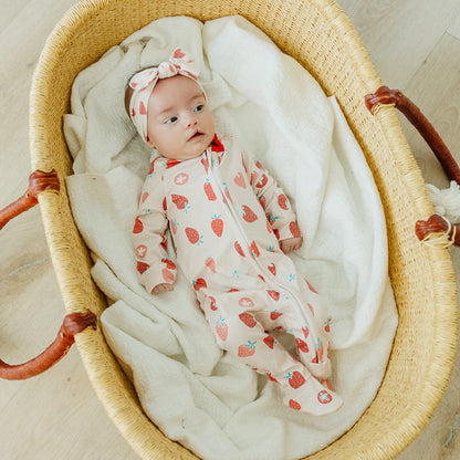 Zip-Up Footie Pajama - Strawberry