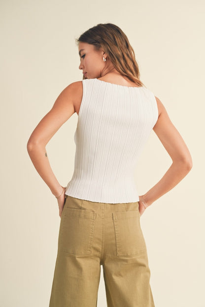 Ribbed Knit Sleeveless Top