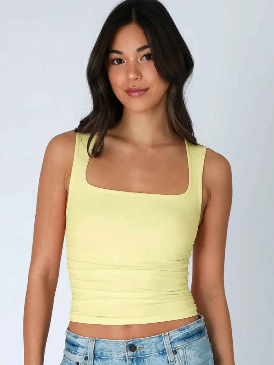Niki Biki Clean Line Square Shirred Top