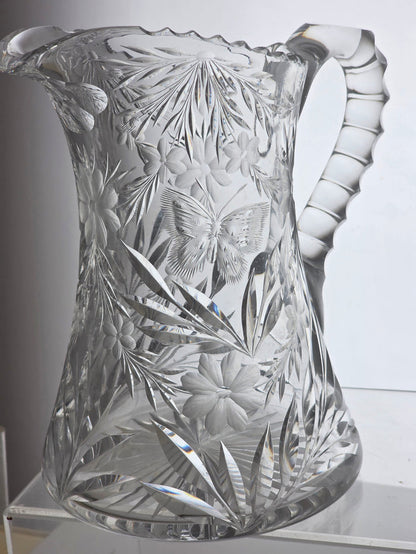 ABP cut glass Butterfly pitcher American brilliant Pairpoint