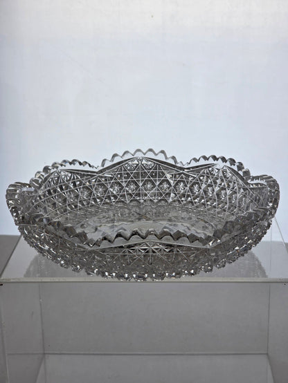 ABP cut glass low flashy bowl American brilliant period 1886 -1915 bob73