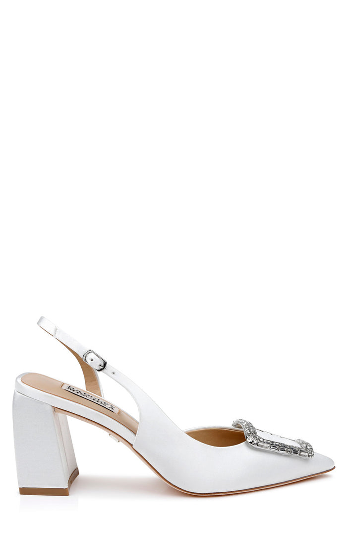 White | Adaline Slingback Block Heels Back Side