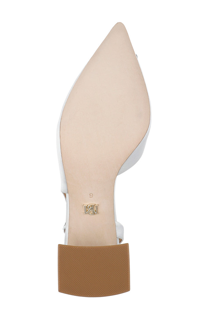 White | Adaline Slingback Block Heels Sole