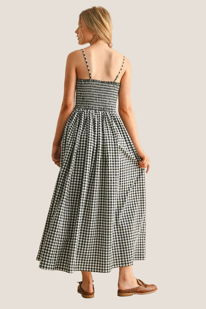 Gingham Print Long Dress