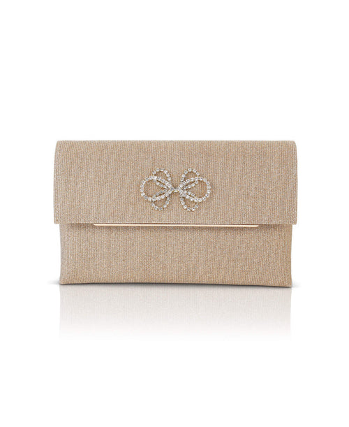 Gold | Alicia Sparkle Jacquard Envelope Clutch Front