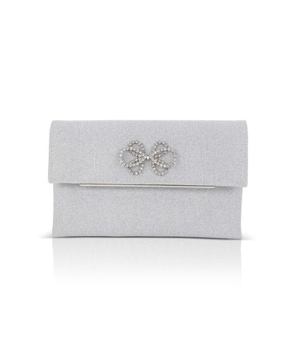 Silver | Alicia Sparkle Jacquard Envelope Clutch Front