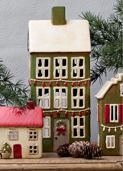 Alsace Tea Light Grande Chalet Christmas Green