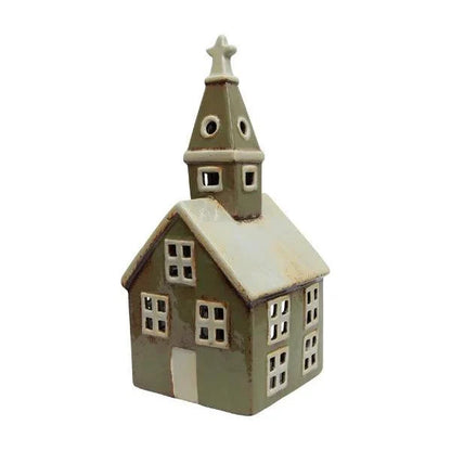 Alsace Tealight Church Olive Green
