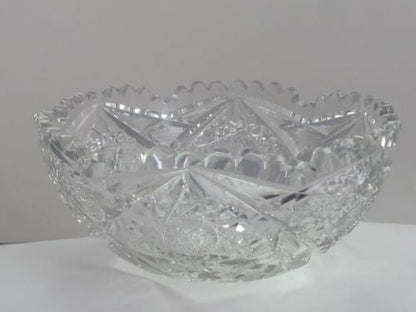 American Brilliant Period hand Cut Glass and mouth blown bowl abp hobstar - O'Rourke crystal awards & gifts abp cut glass