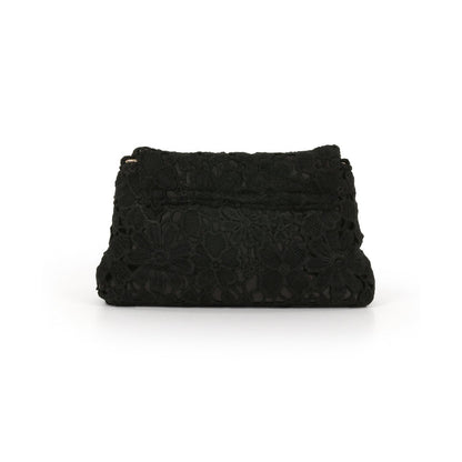 Black | Crochet Lace Envelop Mini Crossbody Back