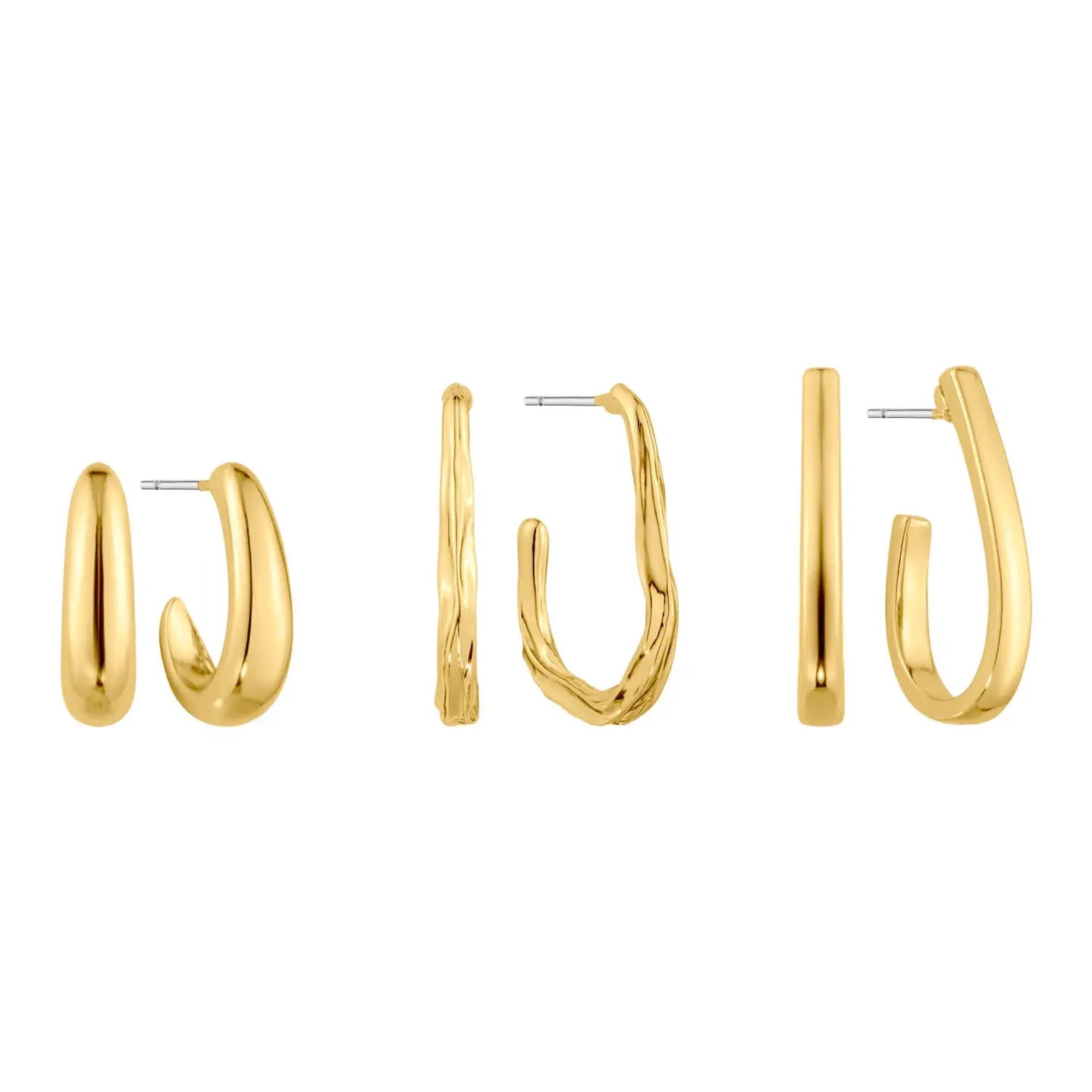 Set of 3 Teardrop Hoop Earring