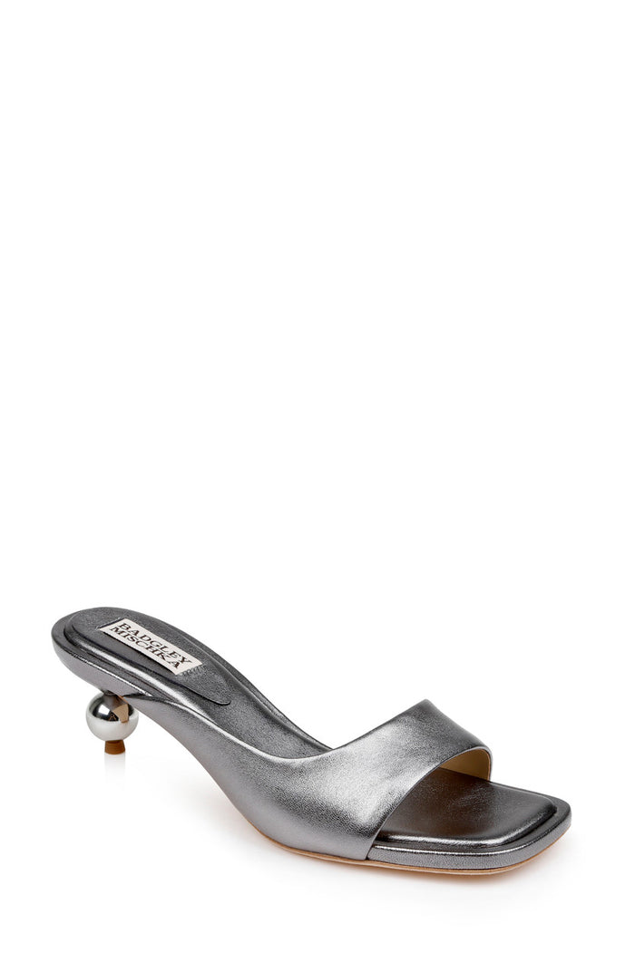 Silver Antique | Baila Asymmetrical Slide with Ball Heel