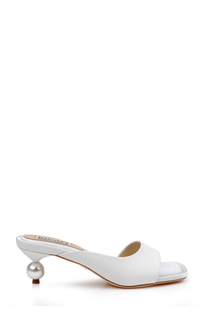 White | Baila Asymmetrical Slide with Ball Heel