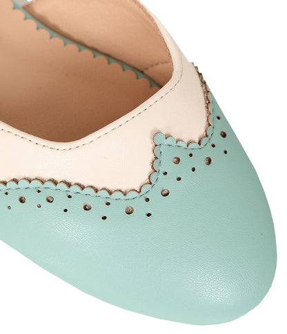 Banned Mint & White Dancemates Leatherette Flats